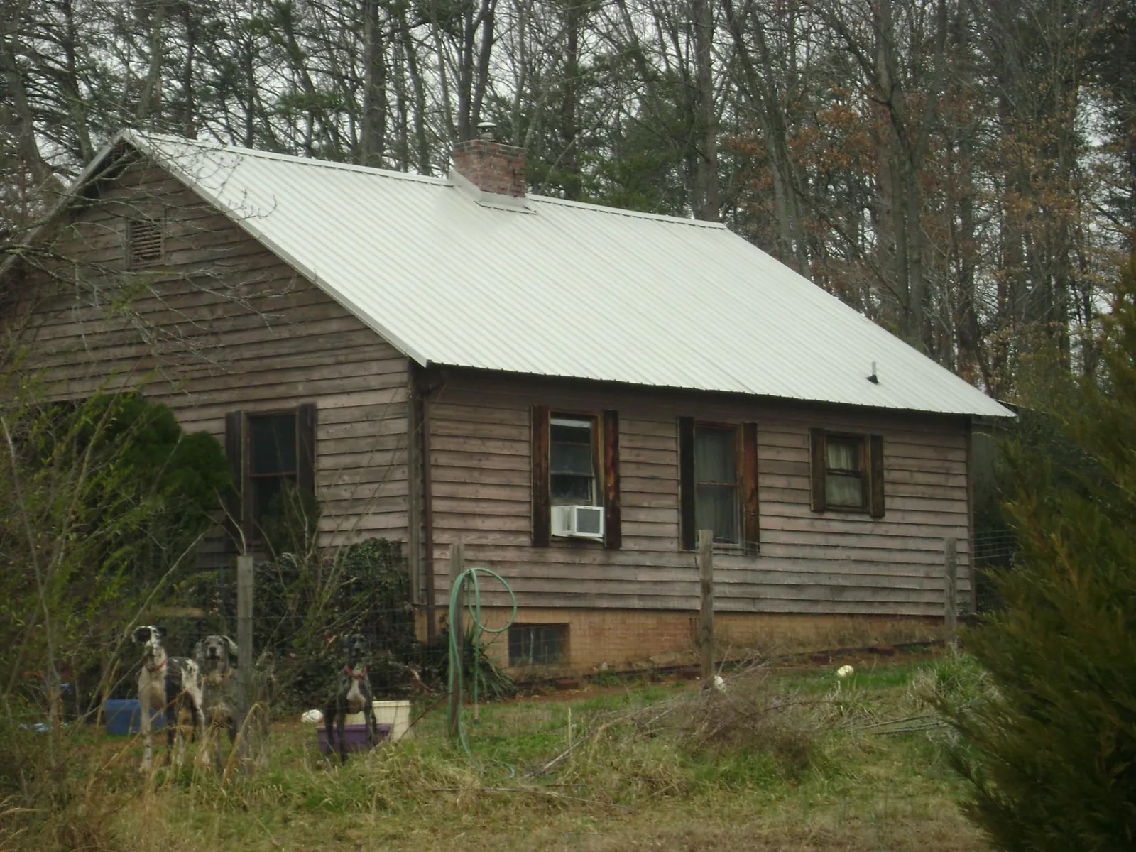 White metal roof on an old wood sided farmhouse, from a Asphalt Shingle Roof Repair job in Huntington Mills